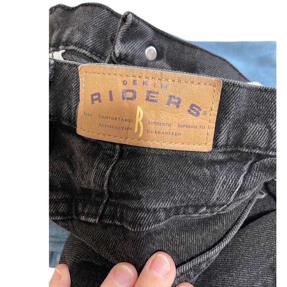 Vintage Black Denim Riders Straight Leg Denim Jeans - Size 12 - Picture 3 of 7